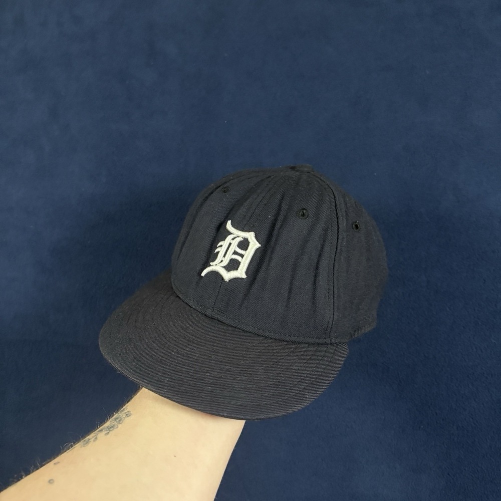 VTG MLB Authentic Detroit Tigers 7 1/4 New Era 59Fifty Fitted Hat Cap Wool USA